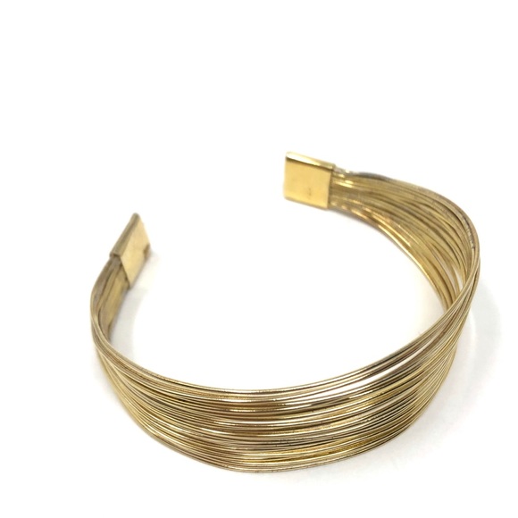 Sterling silver with gold overlay multi strand cuff, 24.2g - Picture 9 of 16